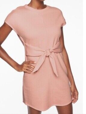 Athleta Mauve Pink Cap Sleeve Tie Front Athleisure Shift Dress Size M